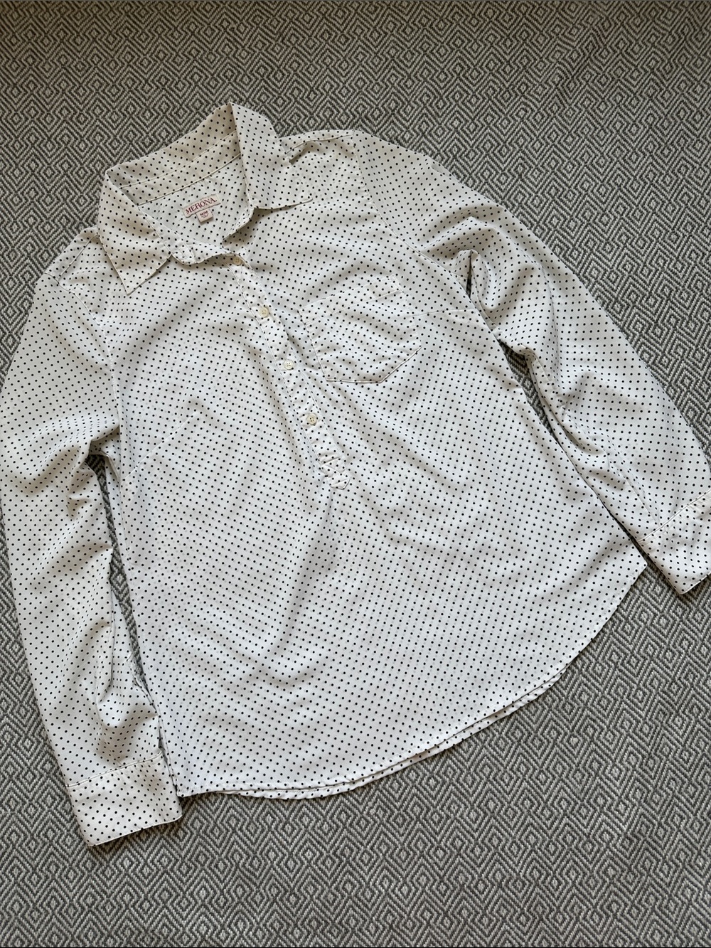Merona White Button-Up Shirt with Black Polka Dots